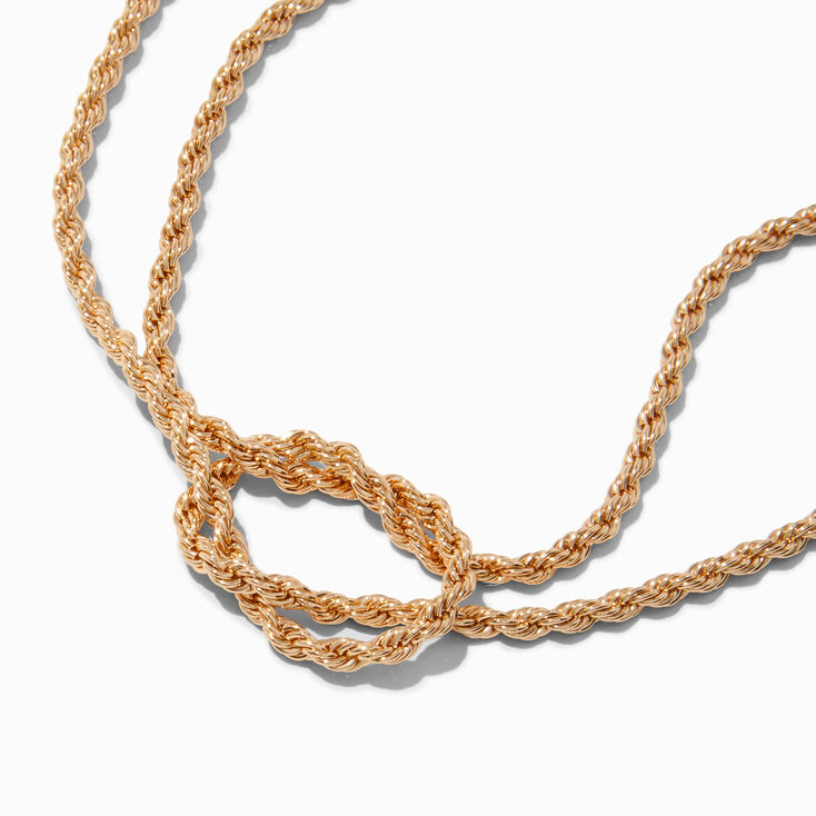 Gold-tone Twisted Double Rope Knot Multi-Strand Necklace