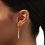 Gold-tone 2&quot; Embellished Bar Clip-On Drop Earrings,