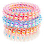 Striped Holographic Spiral Hair Ties -  4 Pack,