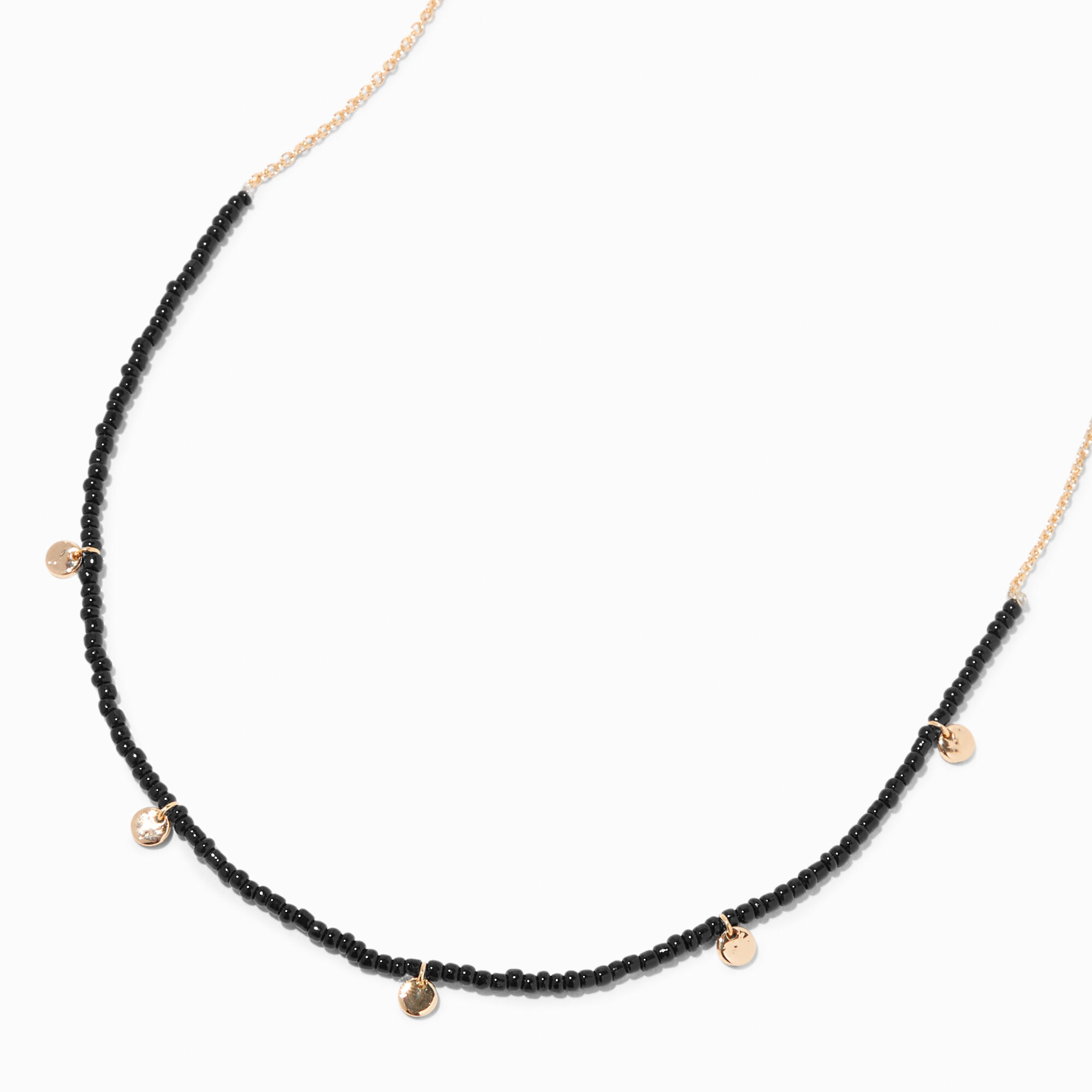 View Claires Sunray Disc Seed Bead Necklace Black information