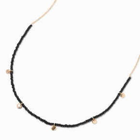 Sunray Disc Black Seed Bead Necklace,