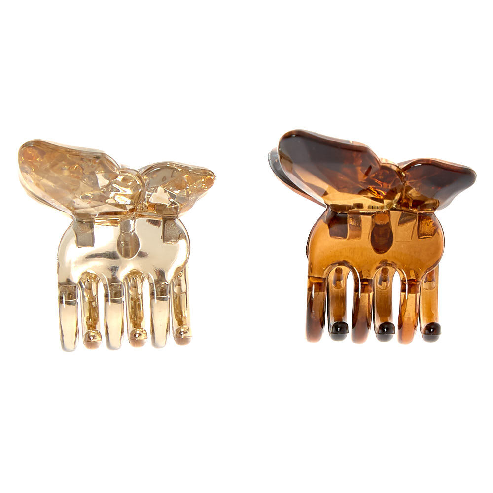 Gold Tortoiseshell Mini Butterfly Hair Claws - 2 Pack,