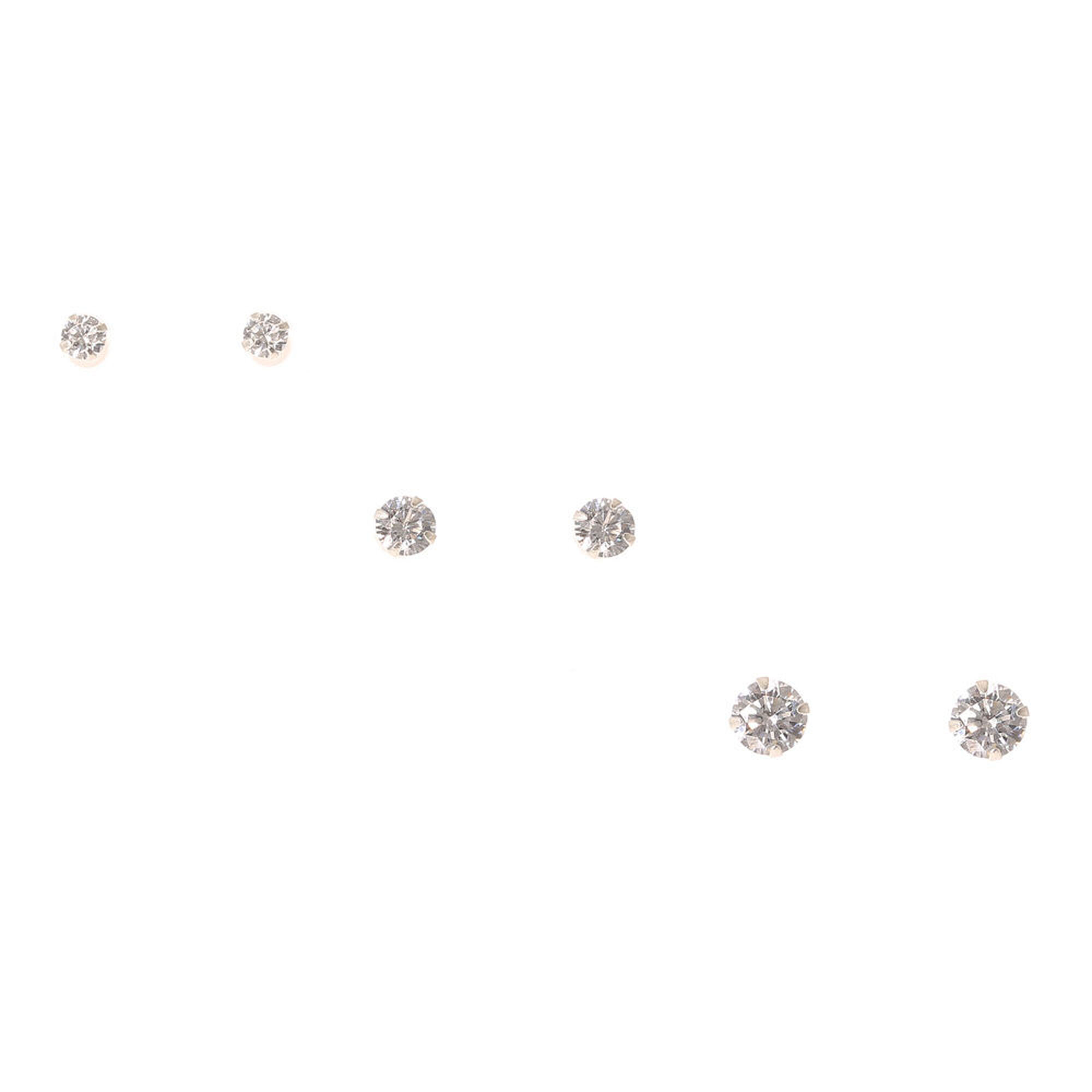 View Claires Graduated Cubic Zirconia Stud Earrings Silver information