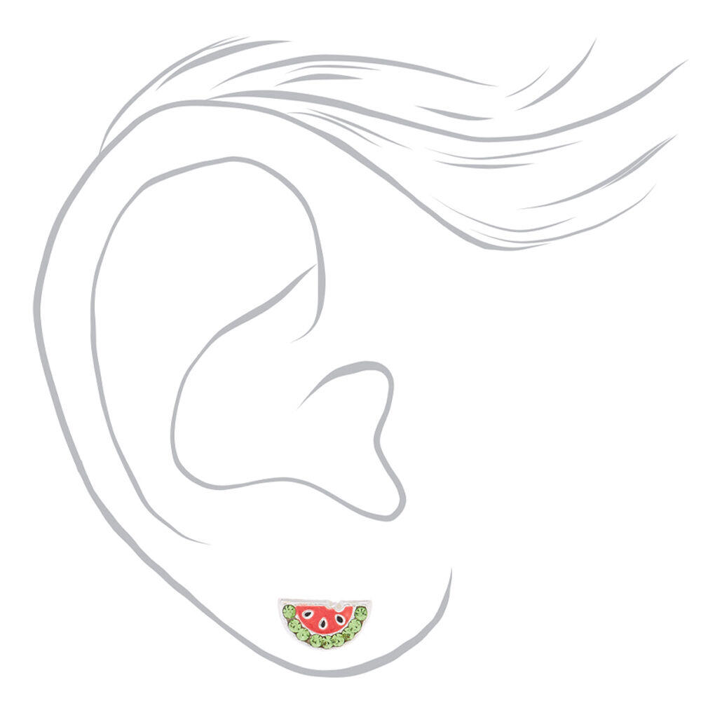 Sterling Silver Watermelon Stud Earrings