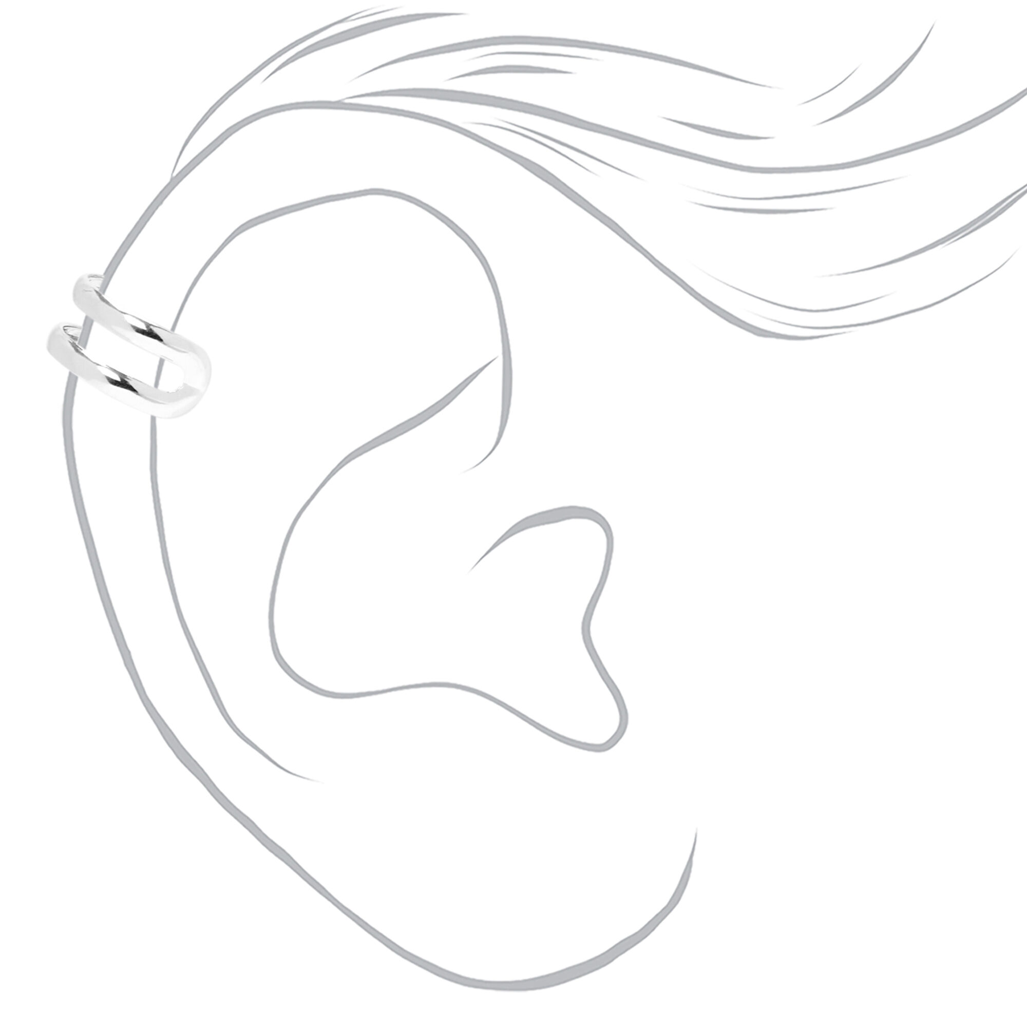 Silver Mixed Ear Cuff & Lightning Bolt Stud Earrings - 4 Pack,