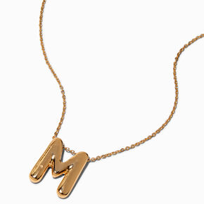 Gold-tone Bubble Initial Pendant Necklace - M,