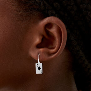 Black Diamond Ace Playing Card 0.5&quot; Drop Earrings,