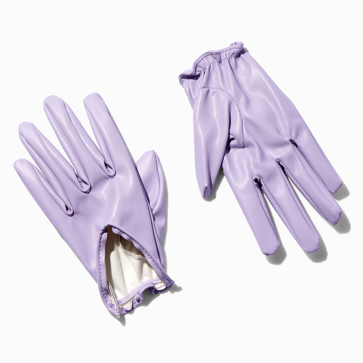 Lavender Faux Leather Short Gloves,
