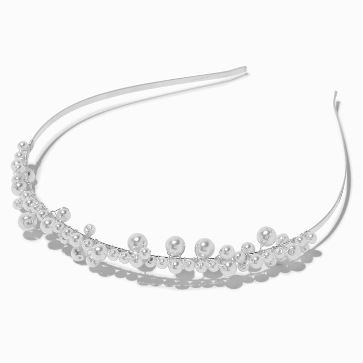 Silver Pearl Cluster Headband,