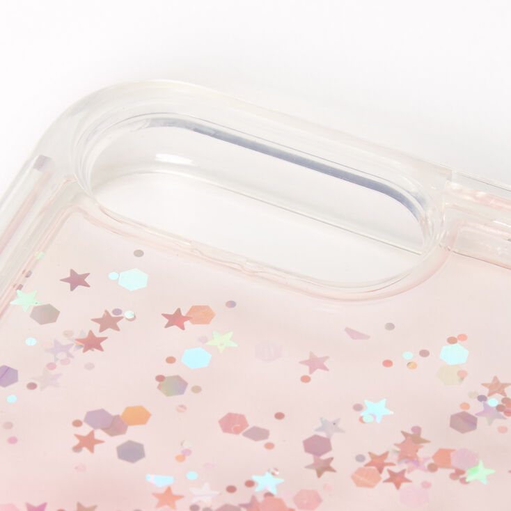 Coque de portable remplie de liquide avec &eacute;toiles &agrave; paillettes rouges - Compatible avec iPhone 6/7/8 Plus,