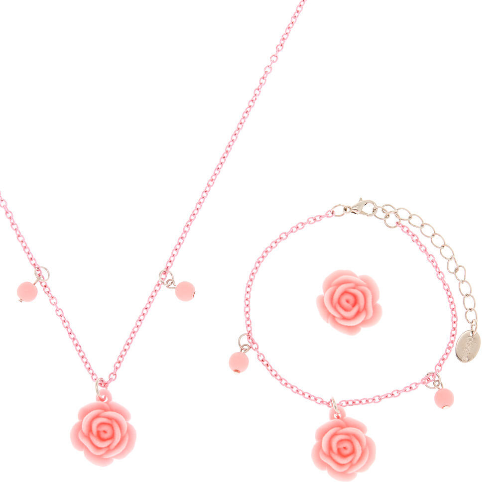 Claire s Club Rose Jewellery Set Pink