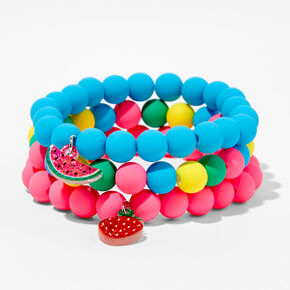 Claire&#39;s Club Matte Rainbow Beaded Stretch Bracelets - 3 Pack,