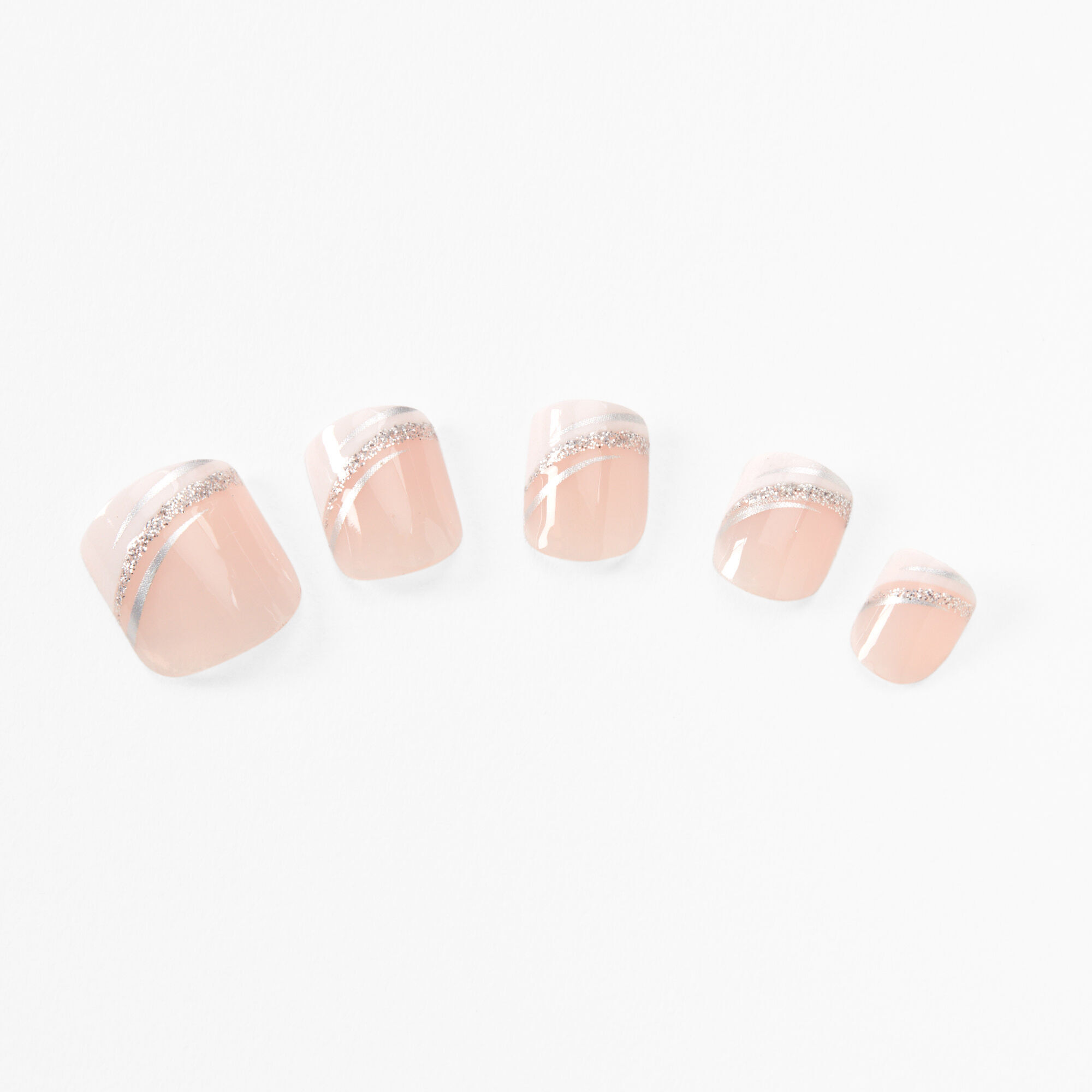 Faux ongles vegan autocollants carrés French manucure asymétrique pour enfants - Lot de 24,