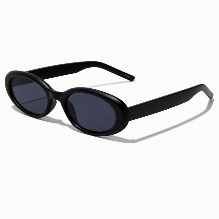 Lunettes de soleil ovales noir mat,
