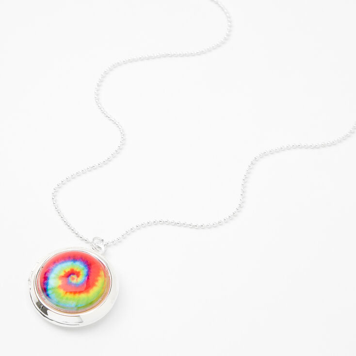 Tie-Dye Locket Necklace - Silver,