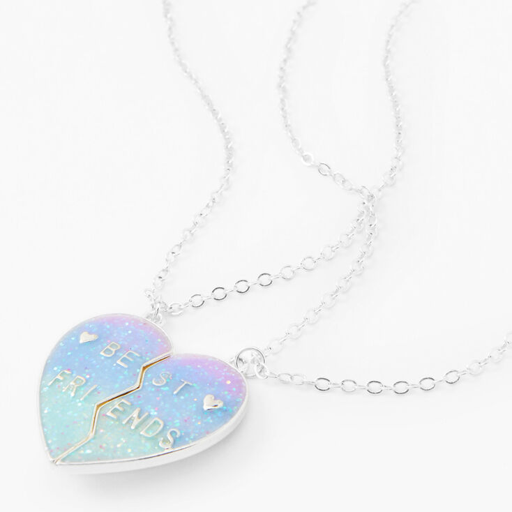 Best Friends Purple Glitter Ombre Split Heart Necklaces - 2 Pack ...