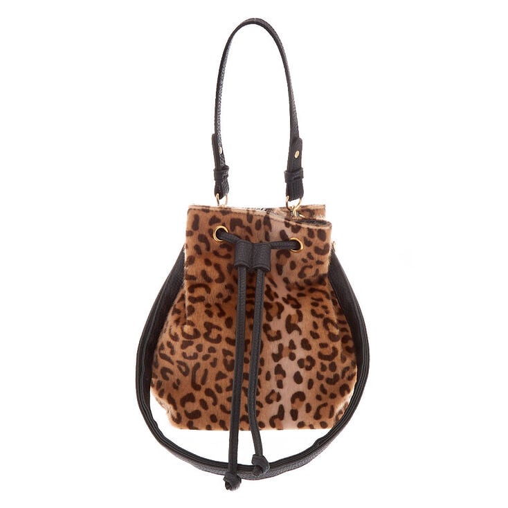 Claire's Sac seau à bandoulière en fausse fourrure imprimé léopard