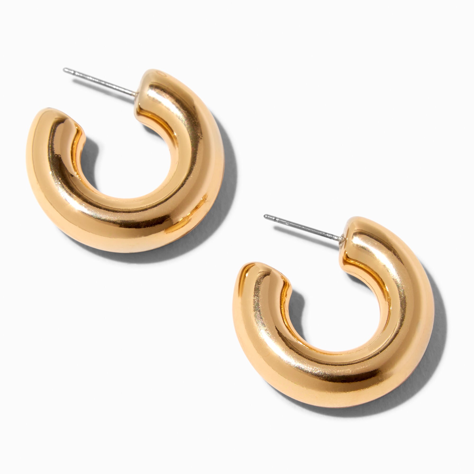 View Claires Tone 30MM Chunky Hoop Earrings Gold information