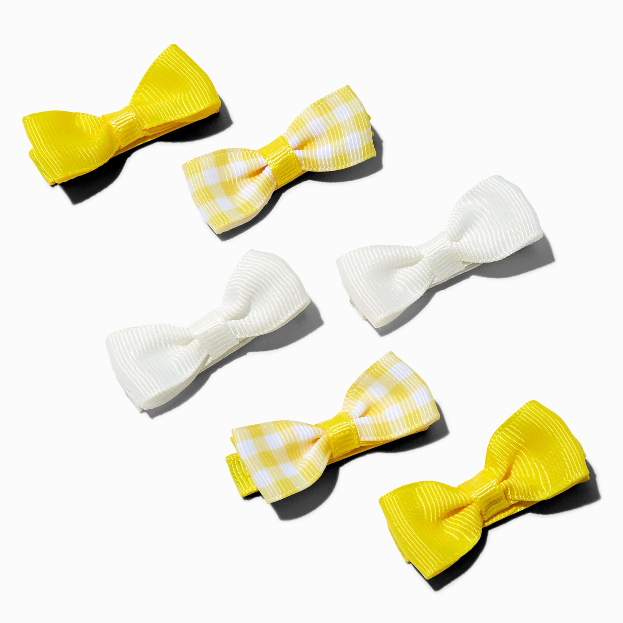 View Claires Club Gingham Hair Bow Clips 6 Pack Yellow information