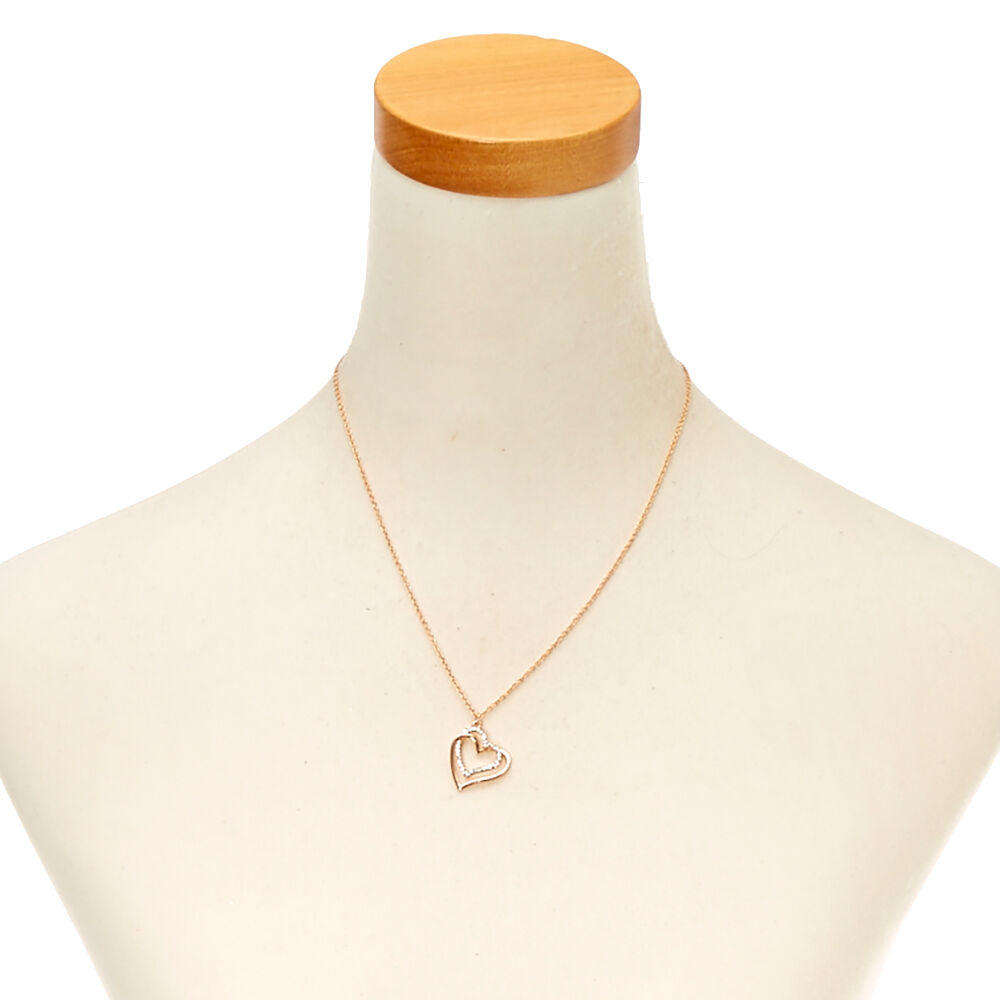 Rose Gold & Crystal Linked Hearts Necklace,