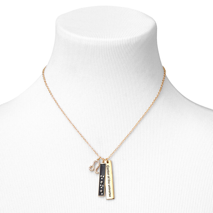 Gold Rectangular Zodiac Pendant Necklace - Aries,