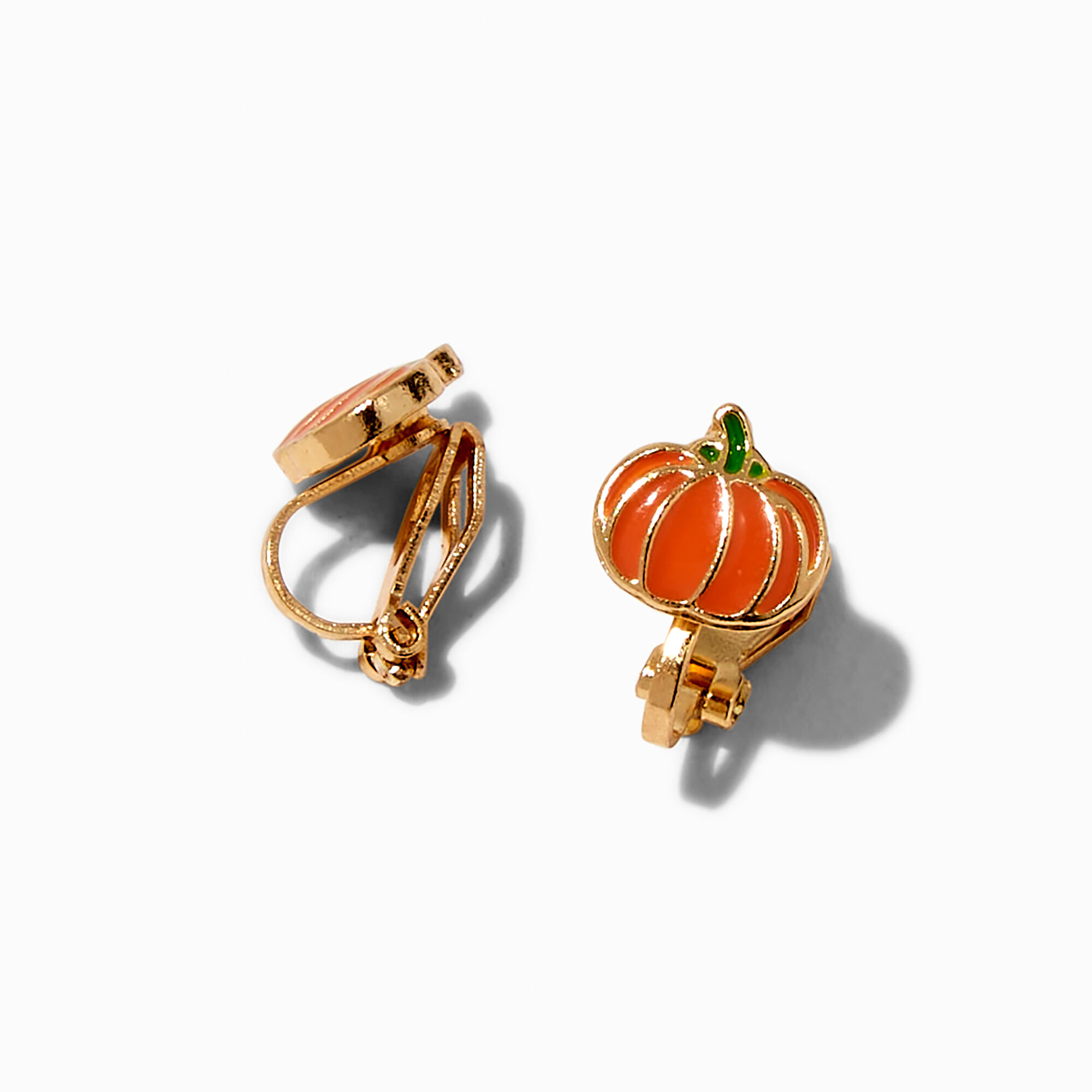 View Claires Pumpkin ClipOn Stud Earrings Orange information