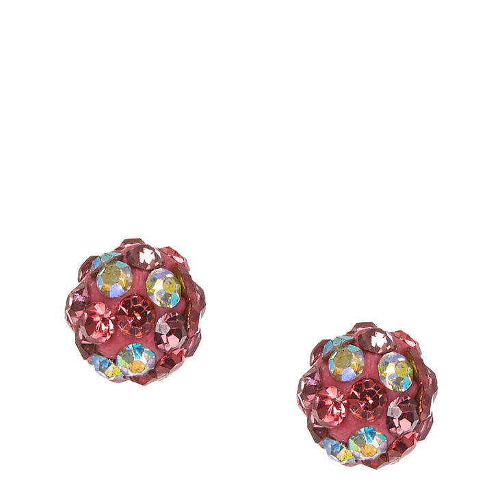 Clous d&#39;oreilles rose bicolore en strass,