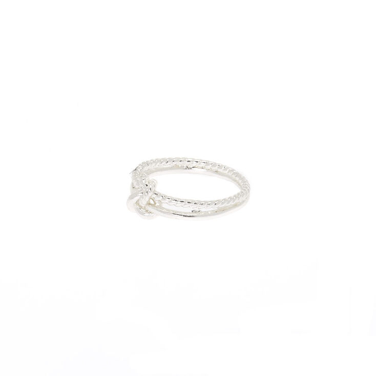 Bague couleur argent&eacute; motif n&oelig;ud,