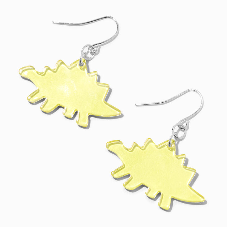 Yellow Stegosaurus Dinosaur Drop Earrings,