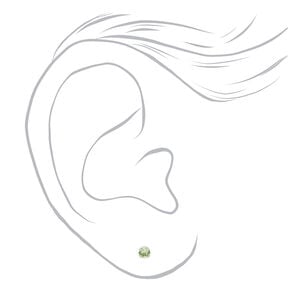 9ct Gold Rhodium Plated 3mm August Peridot Crystal Ear Piercing Kit with After Care Lotion,