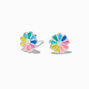 C LUXE by Claire&#39;s Sterling Silver Enamel Rainbow Flower Stud Earrings,
