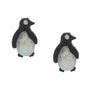 Iridescent Penguin Stud Earrings - Black,