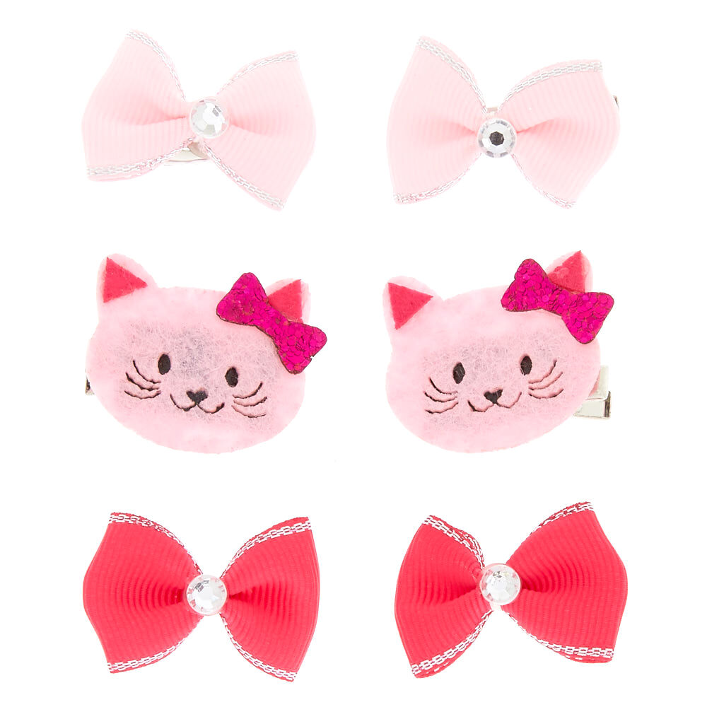 Claire's Club Avery the Cat Hair Clips, 6 Pack,