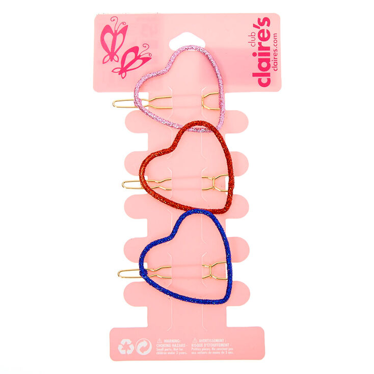 Claire's Barrettes cœur pailletées Club Claire’s - Lot de 3