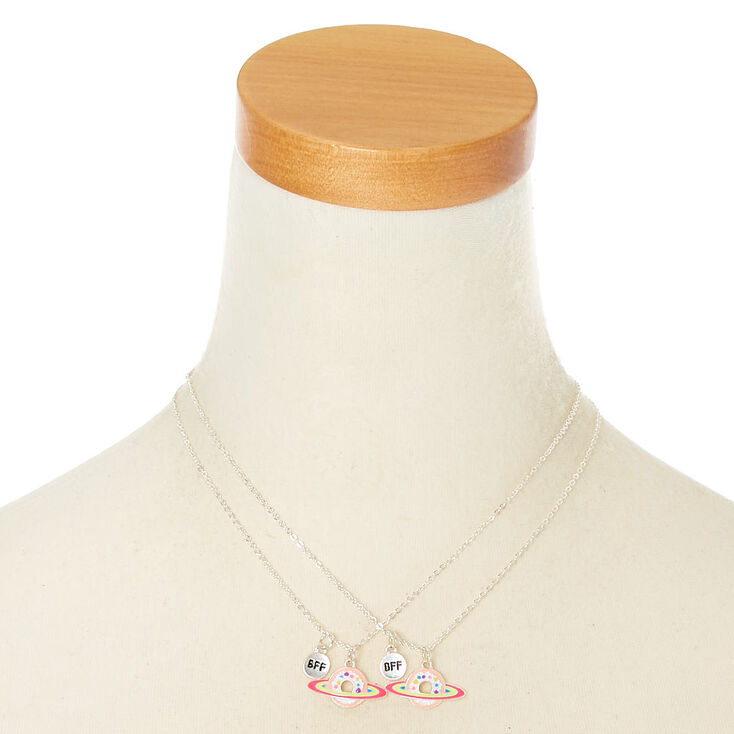 Best Friends Donut Saturn Pendant Necklaces - Pink, 2 Pack,