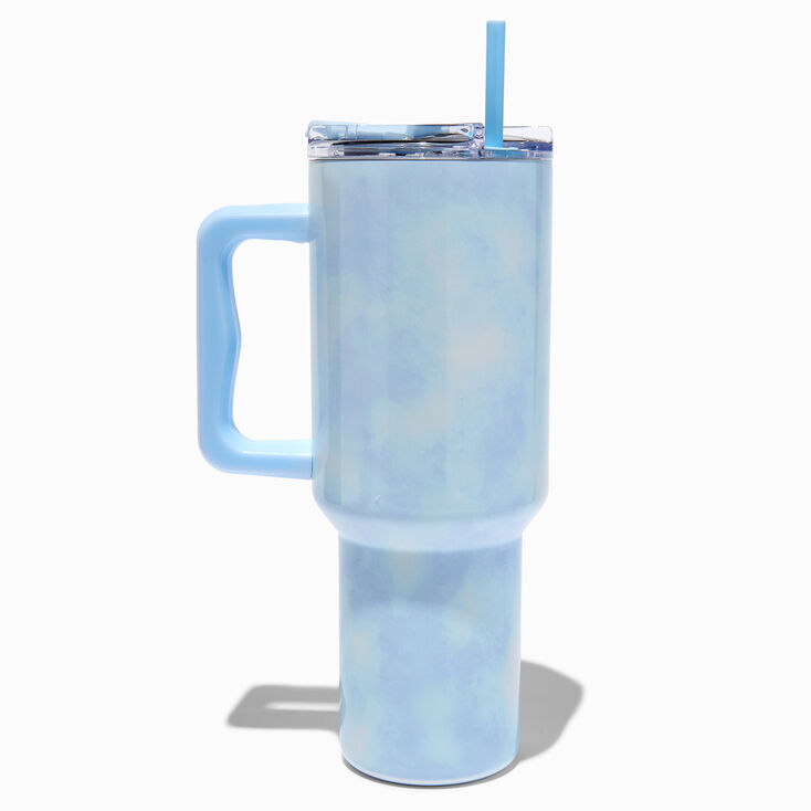 Blue Swirl Stainless Steel Handled Tumbler,