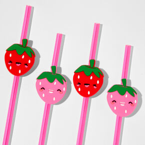 Pink Strawberry Resuable Straws &#40;4 pack&#41;,