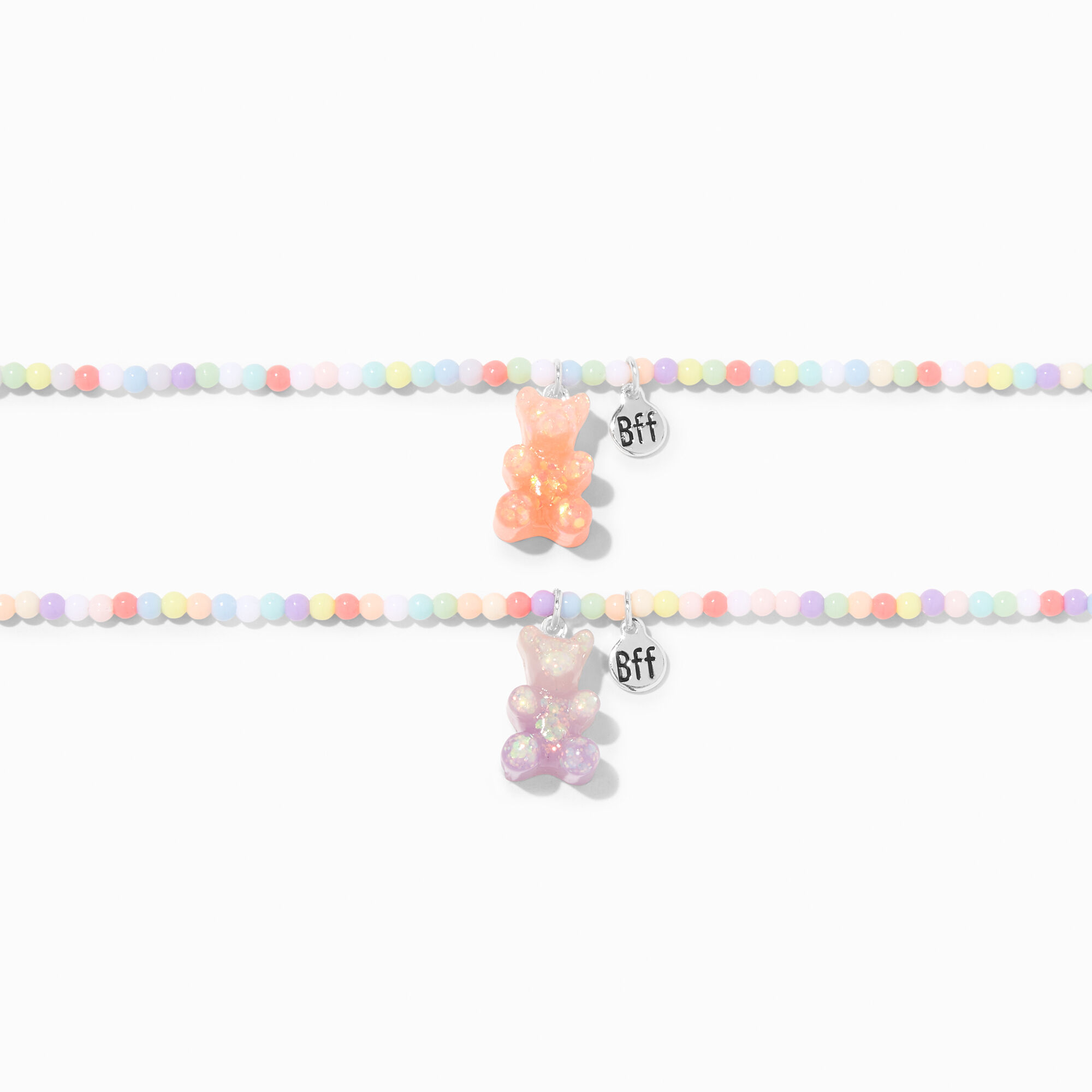 Best Friends UV Color Changing Gummy Bears Beaded Choker Necklaces 2 Pack