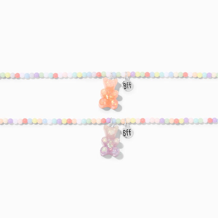 Best Friends UV Color-Changing Gummy Bear Beaded Choker Necklaces - 2 Pack,