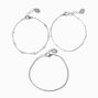 Silver-tone Cubic Zirconia Confetti Chain Bracelets- 3 Pack,