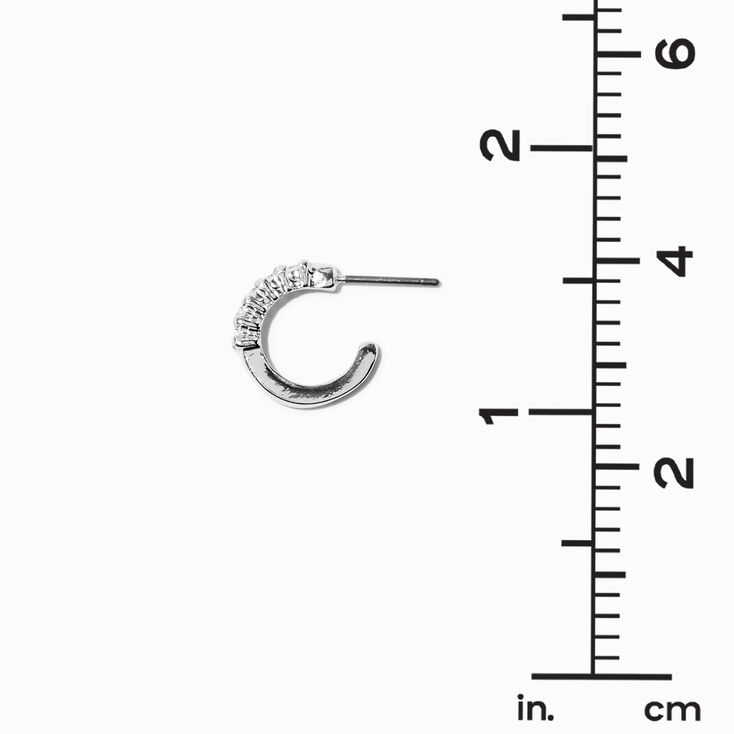 Silver-tone Cubic Zirconia Leaf Earring Stackables - 3 Pack,
