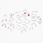 Silver-tone Pretty Pink Earrings Set - 20 Pack,