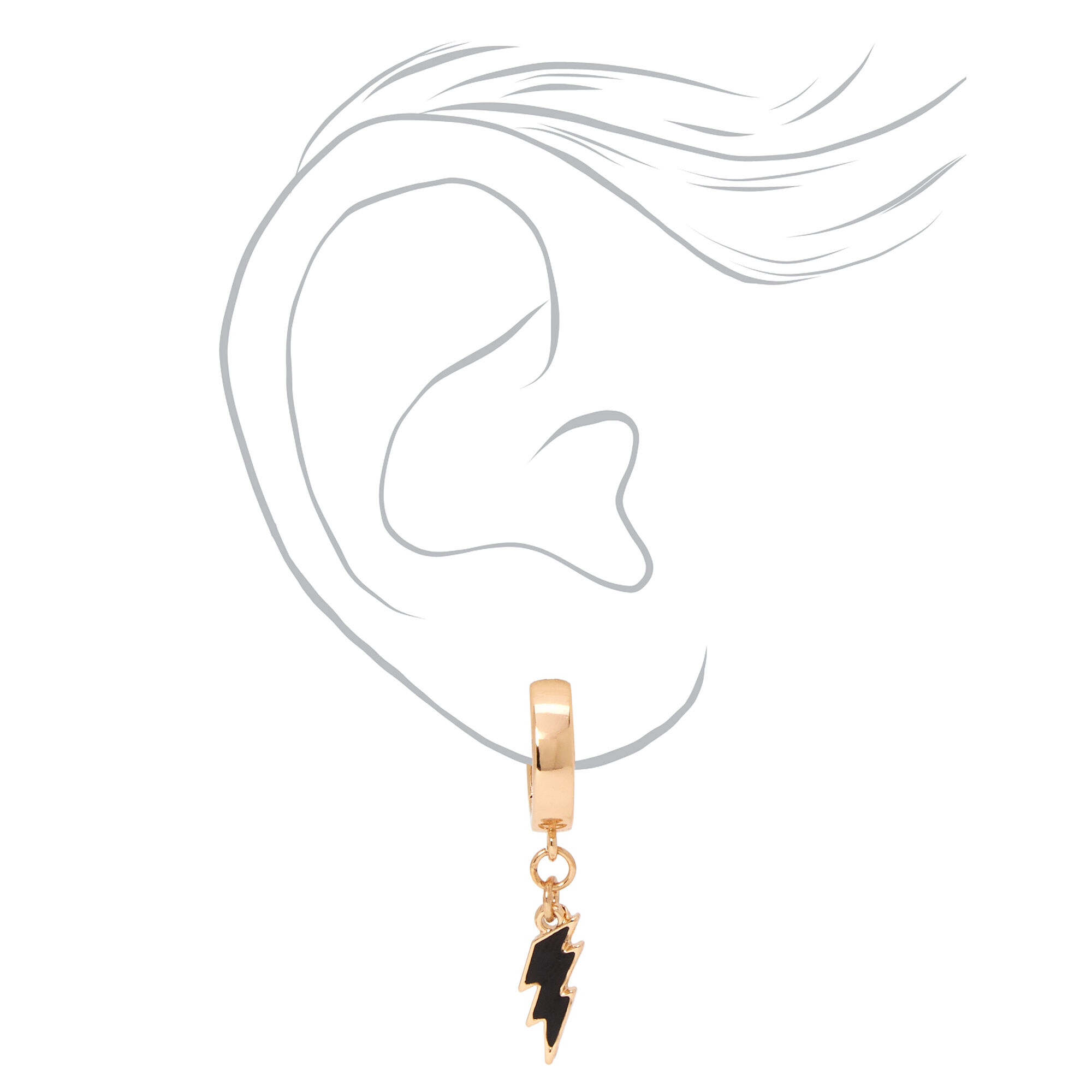 Gold Lightning Bolt Drop Earrings,
