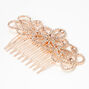 Rose Gold Silk Rhinestone Spiral Floral Hair Comb,
