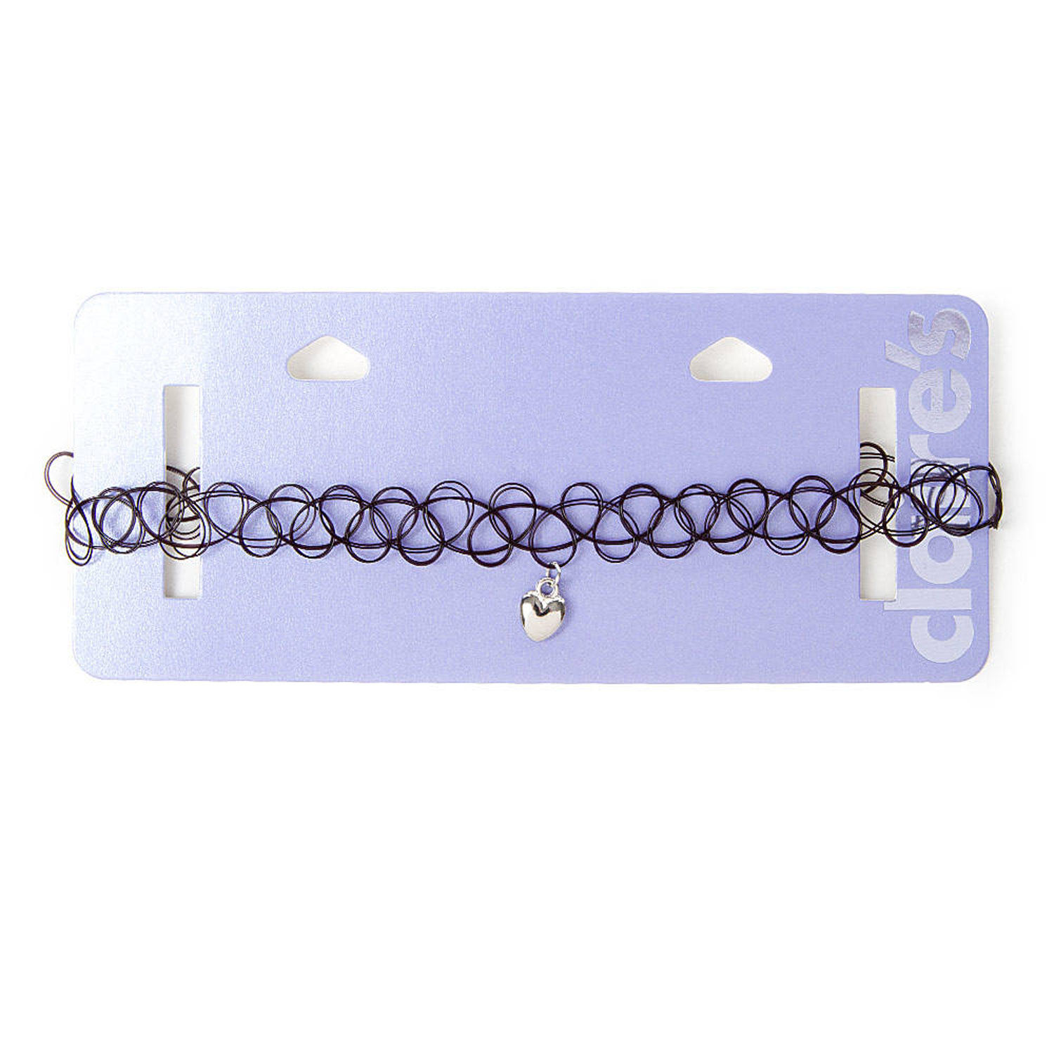 Collier ras-de-cou effet tatouage avec breloque cœur,