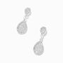 Silver Tiny Glitter Teardrop 0.5&quot; Drop Earrings,