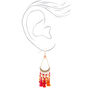 Silver 3&quot; Beaded Tassel Drop Earrings - Orange,