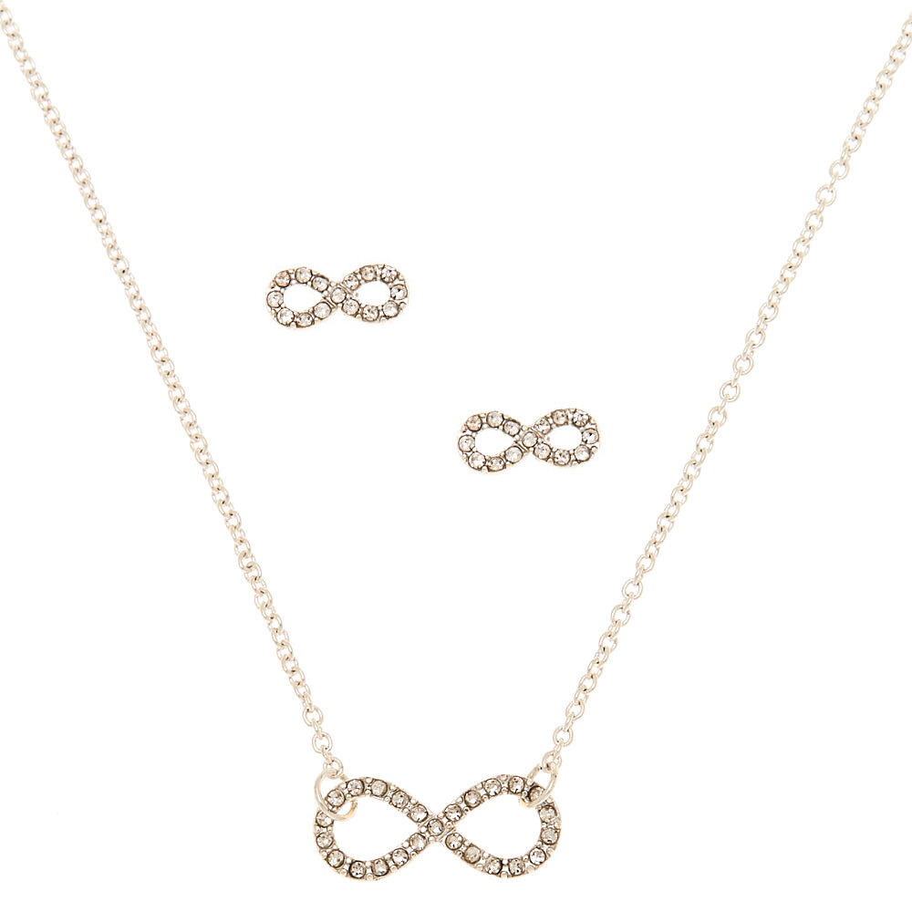 Silver Rhinestone Infinity Jewellery Set 2 Pack
