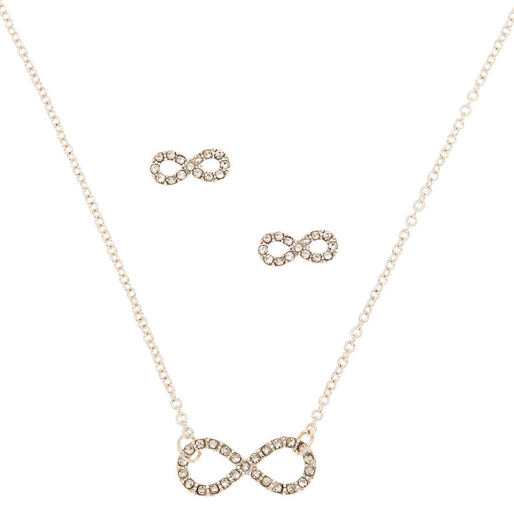 Claire's Parure de bijoux symbole de l’infini avec strass couleur argenté - lot de 2 articles