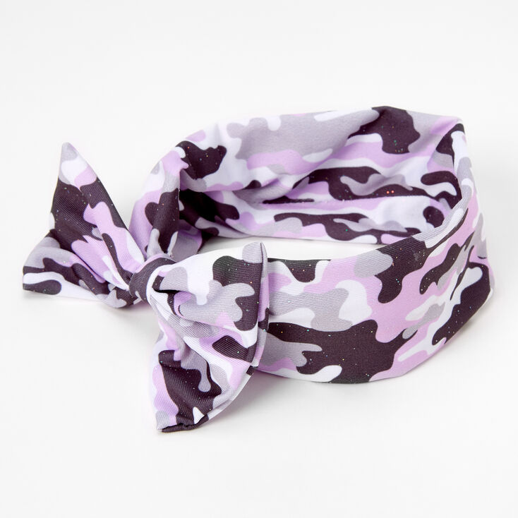 Claire's Bandeau à nœud à imprimé camouflage Claire's Club - Violet